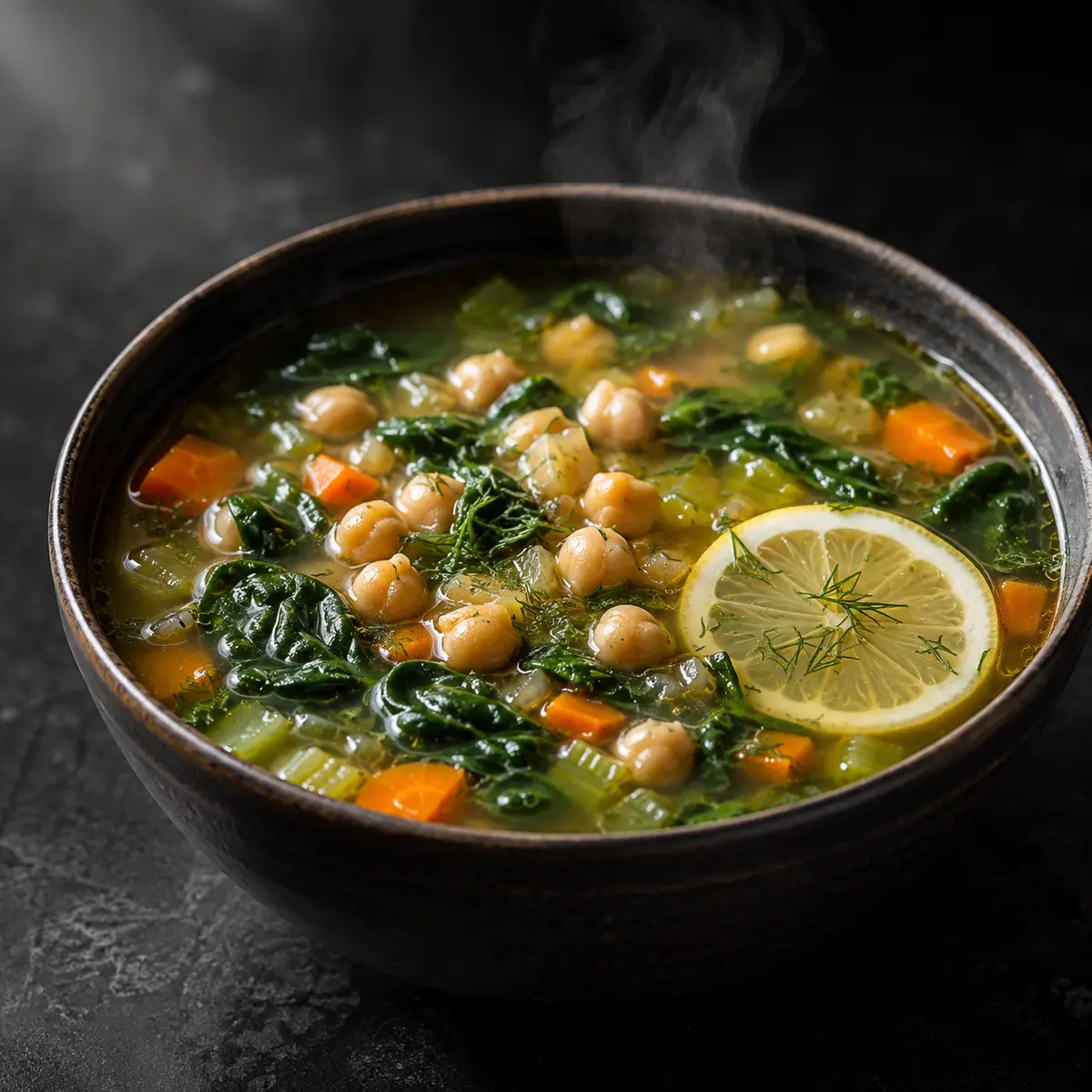 Chickpea Spinach Lemon Soup