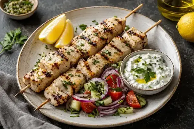 Grilled Swordfish Souvlaki recipe