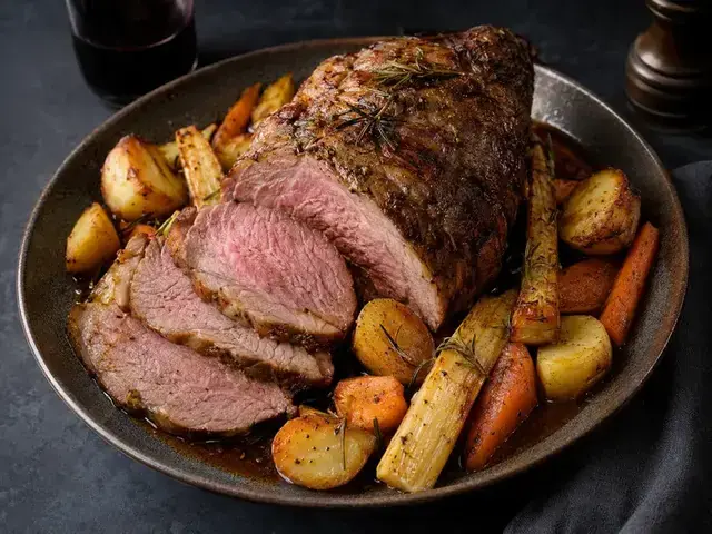 Roast Lamb Leg with Root Vegetables recipe