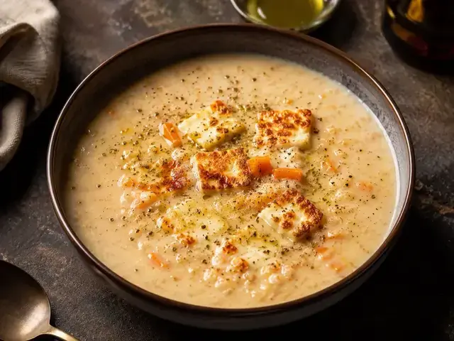 Trahanas Soup with Halloumi recipe